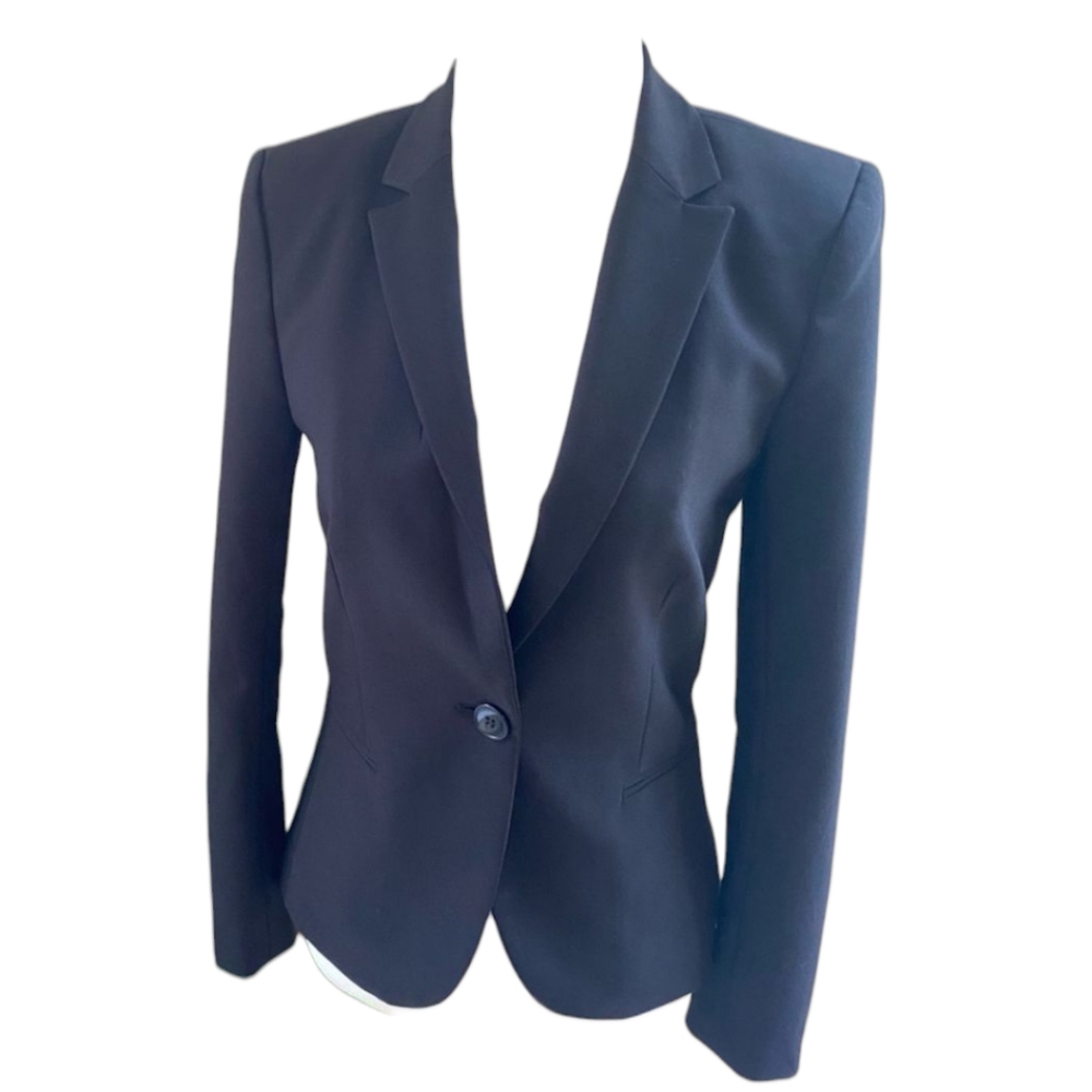 H&M Woman Size 4 black single button blazer.